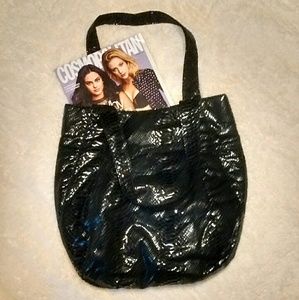 Shiny Faux Snakeskin Extra Large Carryall Tote Bag